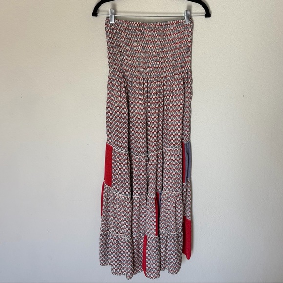 NWT Perry Walker Collective Catherine Midi Dress Silk Blend Periwinkle & Red - Picture 3 of 6